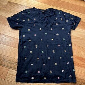 Jcrew | size small navy t shirt embellished